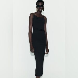 Zara Fitted Long Black Dress
